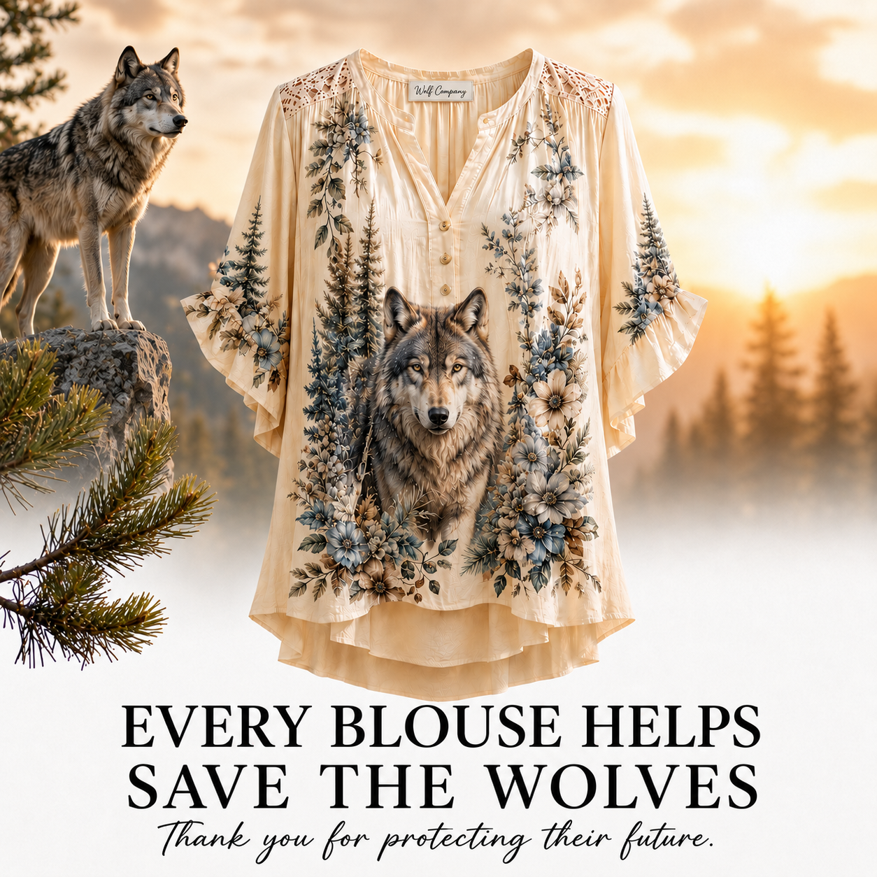 Women's Wolf Summer Blouse