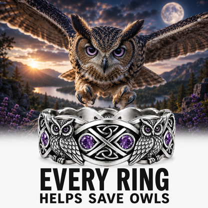 Amethyst Owl Ring