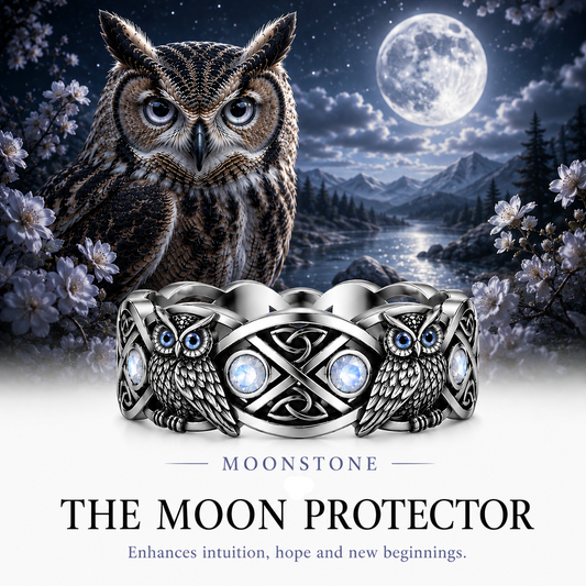 The Moonstone Owl Ring