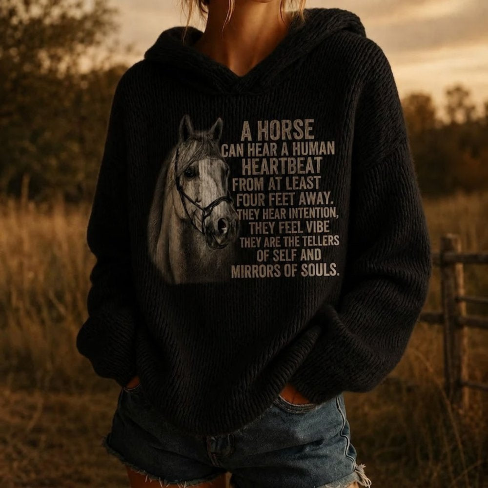 Oversized Horse Knit Hoodie