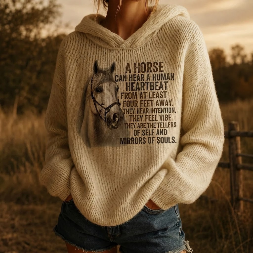Oversized Horse Knit Hoodie