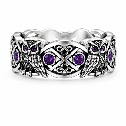 The Amethyst Owl Ring