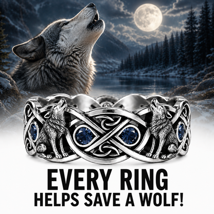 Midnight Sapphire Wolf Ring