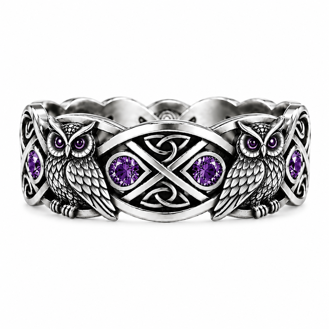 Amethyst Owl Ring