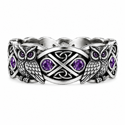 Amethyst Owl Ring