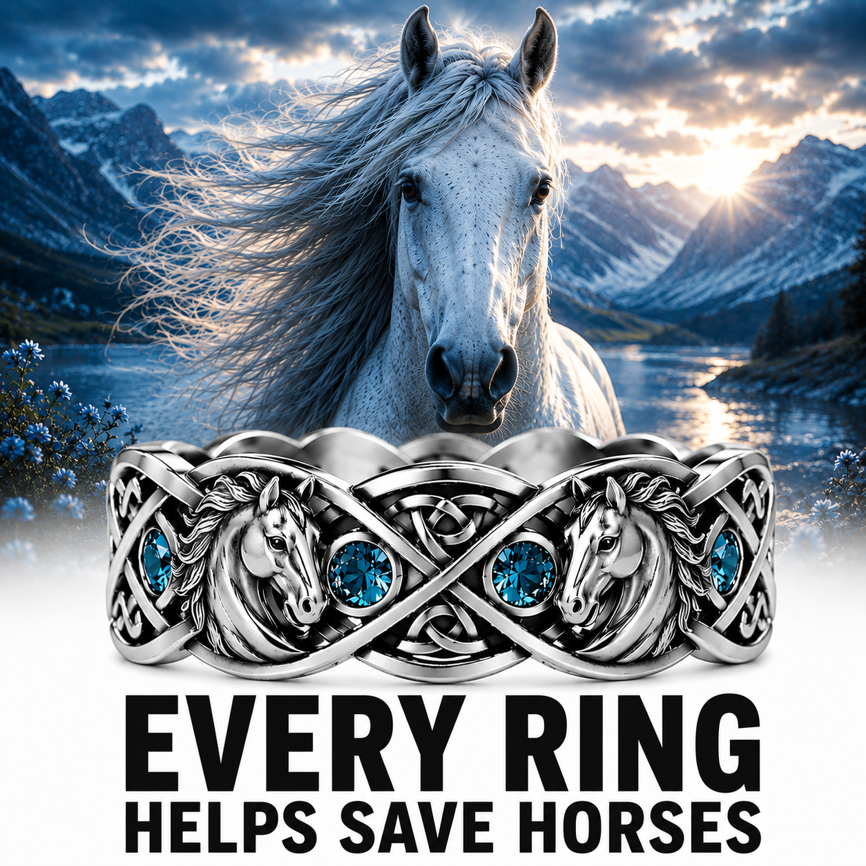 The Blue Sapphire Horse Ring